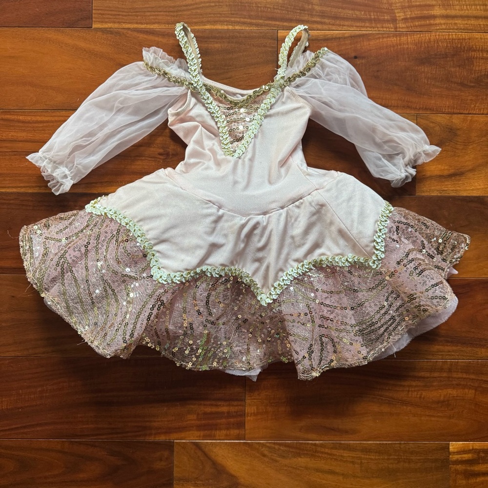 Revolution Pink and Gold Kids Dance Costume CS